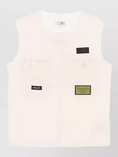 Mm6 Maison Margiela Crew Neck Sleeveless Knit Vest In Pink