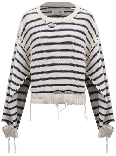 MM6 MAISON MARGIELA CREW-NECK STRIPED COTTON JUMPER