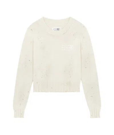 Mm6 Maison Margiela Crew Neck Sweater In White