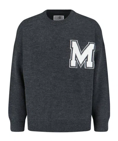 Mm6 Maison Margiela Knit Sweater Crew Neck Long Sleeves In Gray