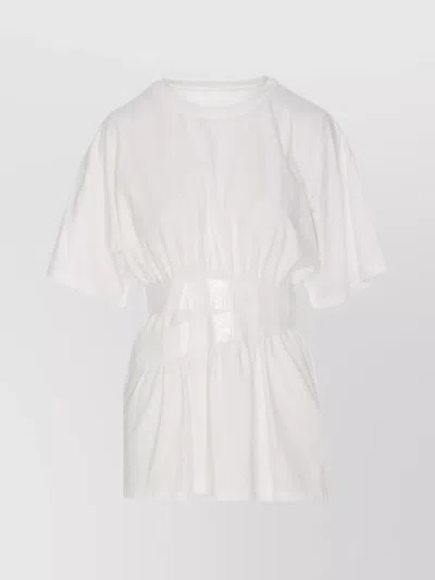 Mm6 Maison Margiela Crew Neck T-shirt Detail Waist In White