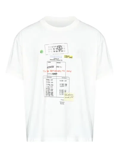 Mm6 Maison Margiela Graphic Print Crew Neck T-shirt For Men In White