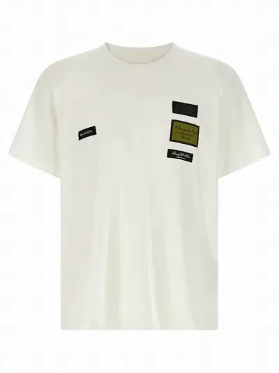 Mm6 Maison Margiela External Labels Cotton Crewneck T-shirt In White