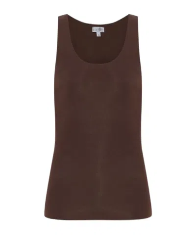 Mm6 Maison Margiela Scoop-neck Tank Top In Brown