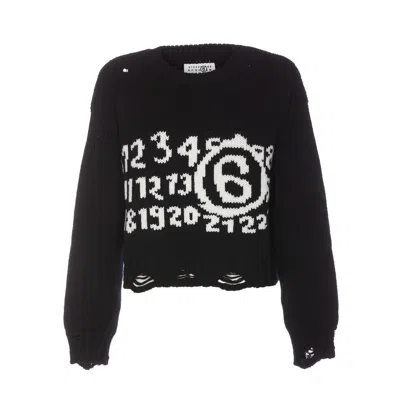 Mm6 Maison Margiela Logo Detailed Distressed Jumper In Multi