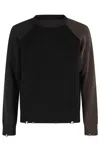 Mm6 Maison Margiela Mm6 By Maison Margiela Contrasting Sleeve Sweater With Distressed Hem In Black