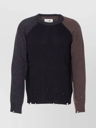 MM6 MAISON MARGIELA CREWNECK DISTRESSED SWEATER ELBOW PATCHES