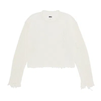 Pre-owned Mm6 Maison Margiela Crewneck 'ivory' | Cream | Women's Size Xs In White