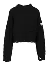 Mm6 Maison Margiela Distressed Wool Sweater In Black