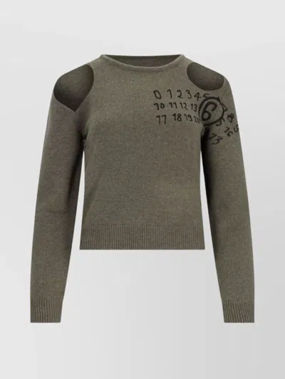 MM6 MAISON MARGIELA CREWNECK KNITWEAR WITH CUT-OUTS AND RIBBED TRIMS