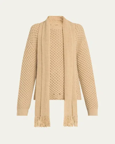 Mm6 Maison Margiela Crewneck Scarf Sweater In Neutral