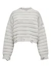Mm6 Maison Margiela Mm6 By Maison Margiela Cropped Grey Crewneck Sweater In Gray