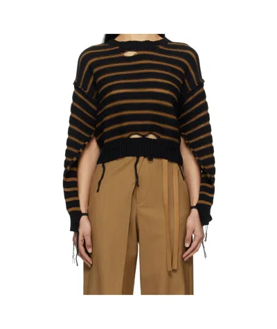 Mm6 Maison Margiela Crewneck Sweater In 961 Black/brown Clay