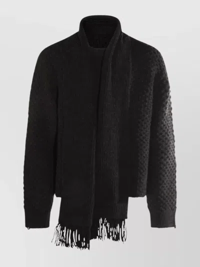MM6 MAISON MARGIELA CREWNECK SWEATER FRINGED RIBBED COLLAR