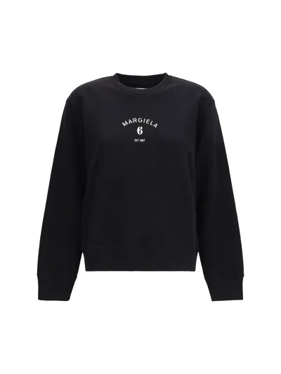 Mm6 Maison Margiela Crewneck Sweatshirt With Logo In Black