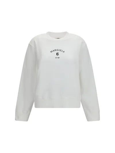 Mm6 Maison Margiela Crewneck Sweatshirt With Logo In White