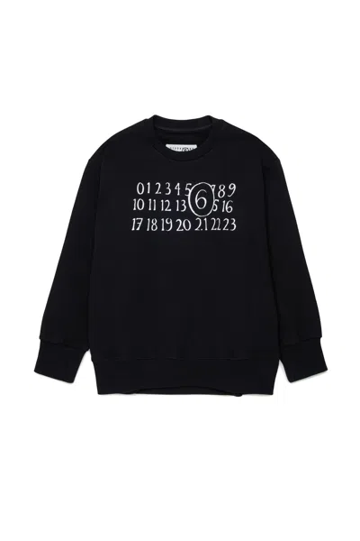 Mm6 Maison Margiela Kids' Crewneck Sweatshirt With Logo In Black