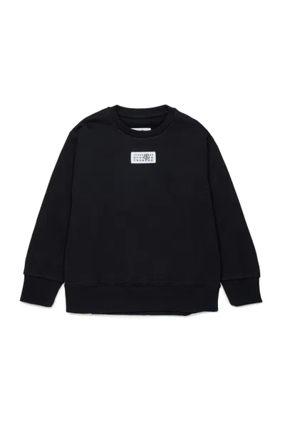 Mm6 Maison Margiela Crew-neck Sweatshirt With Logo In Black