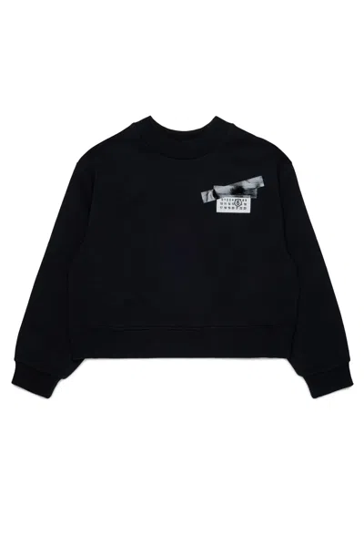 Mm6 Maison Margiela Crew-neck Sweatshirt With Logo In Black