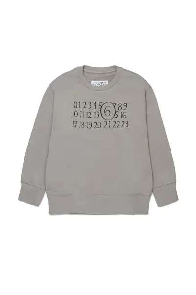 Mm6 Maison Margiela Kids' Crewneck Sweatshirt With Logo In Gray