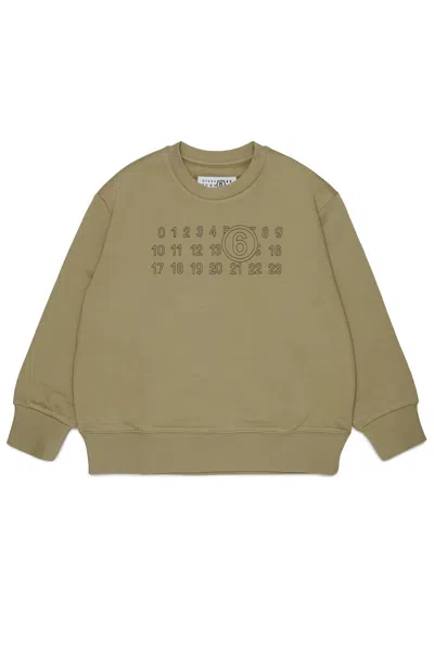 Mm6 Maison Margiela Kids' Crewneck Sweatshirt With Logo In Green
