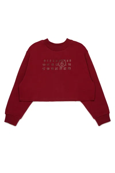 Mm6 Maison Margiela Crew-neck Sweatshirt With Logo In Red
