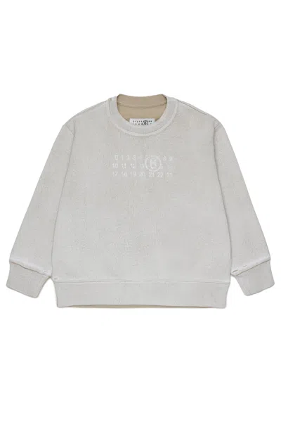 Mm6 Maison Margiela Crewneck Sweatshirt With Logo In Gray