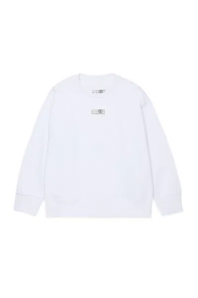 Mm6 Maison Margiela Kids Logo-patch Crewneck Sweatshirt In White