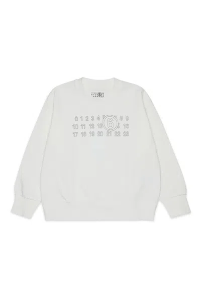 Mm6 Maison Margiela Crewneck Sweatshirt With Logo In White