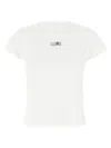 Mm6 Maison Margiela Mm6 By Maison Margiela Crewneck T-shirt With Front Logo Patch Detail In White