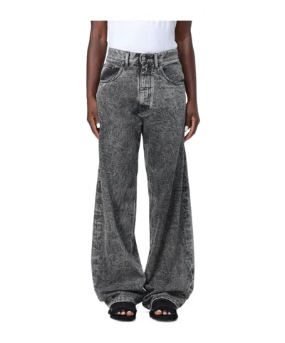 MM6 MAISON MARGIELA MM6 MAISON MARGIELA LOGO PATCH WIDE LEG JEANS