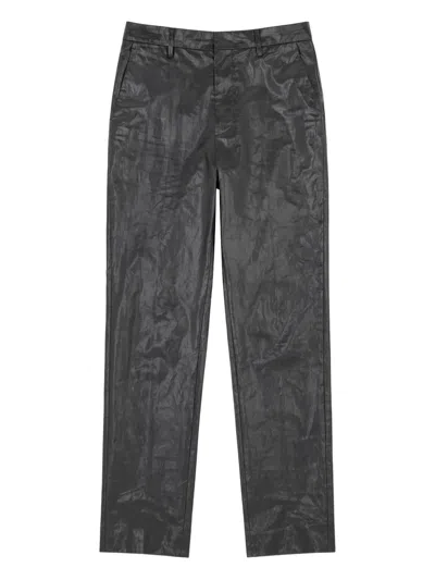 Mm6 Maison Margiela Crinkled Linen Trousers In Gray