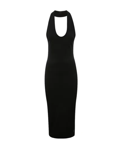 Mm6 Maison Margiela Crisscross Halterneck Midi Dress In Black