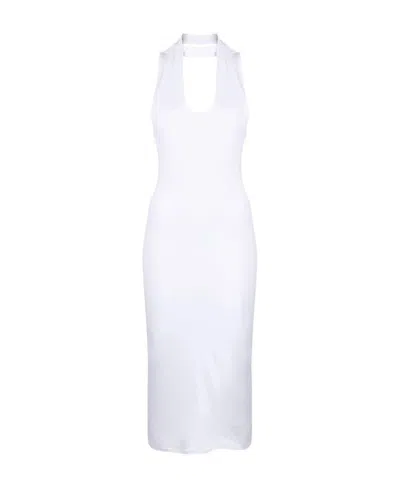 Mm6 Maison Margiela Crisscross Halterneck Midi Dress In 100 White