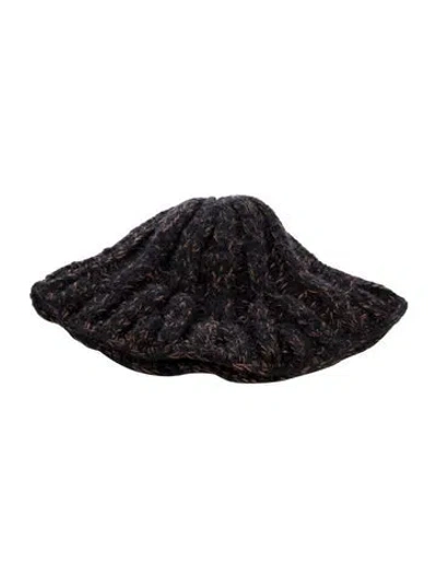 Pre-owned Mm6 Maison Margiela Crocheted Scallop Accent Bucket Hat In Black/brown