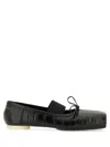 Mm6 Maison Margiela Ballerina Shoes With Bow And Crocodile Effect In Black