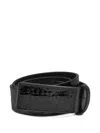 Mm6 Maison Margiela Crocodile-effect Leather Belt In Black