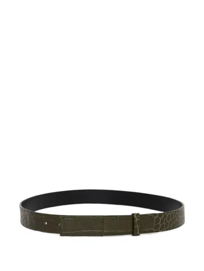 Mm6 Maison Margiela Crocodile-embossed Belt In Green