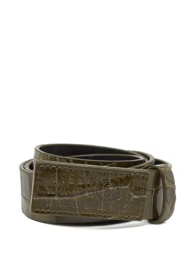 Mm6 Maison Margiela Crocodile-embossed Leather Belt In Green