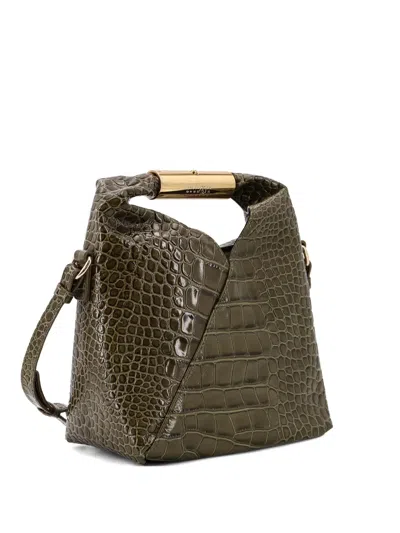Mm6 Maison Margiela Crocodile-embossed Shoulder Bag In Gray