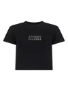 Mm6 Maison Margiela Black Jersey Cropped Numeric Signature T-shirt