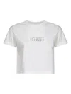 Mm6 Maison Margiela White Jersey Cropped Numeric Signature T-shirt In White