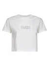 Mm6 Maison Margiela White Jersey Cropped Numeric Signature T-shirt In White