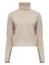 Mm6 Maison Margiela Cropped Beige Sweater With High Turtleneck In Neutral
