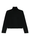 Mm6 Maison Margiela Cropped Black Sweater With Turtleneck In Black