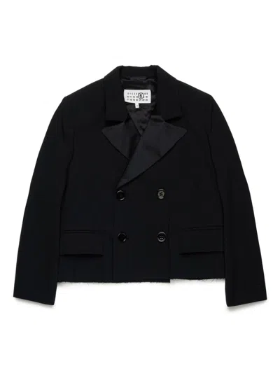 Mm6 Maison Margiela Kids' Cropped Blazer In Black
