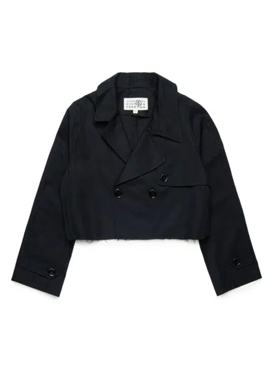 Mm6 Maison Margiela Kids' Cropped Blazer In Black