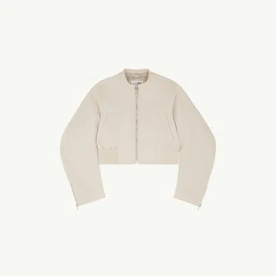 Mm6 Maison Margiela Cropped Bomber Jacket In Neutral
