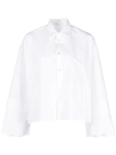 Mm6 Maison Margiela Bell-sleeve Cotton Shirt In White