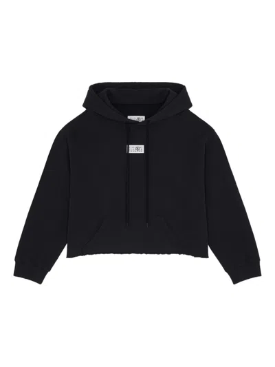 Mm6 Maison Margiela Cropped Cut Sweatshirt In Black